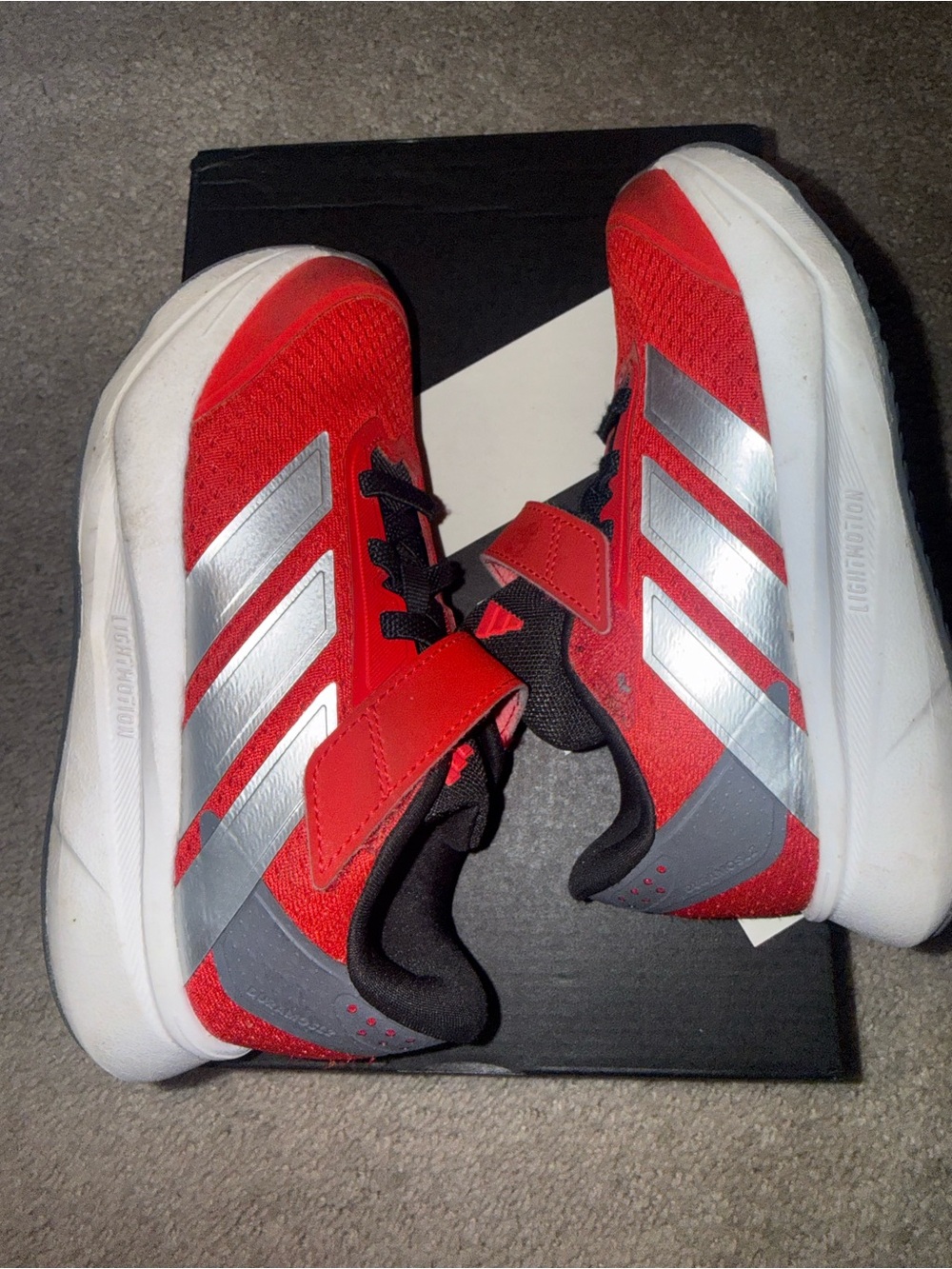 adidas Red and Silver Boys' Athletic Sneakers